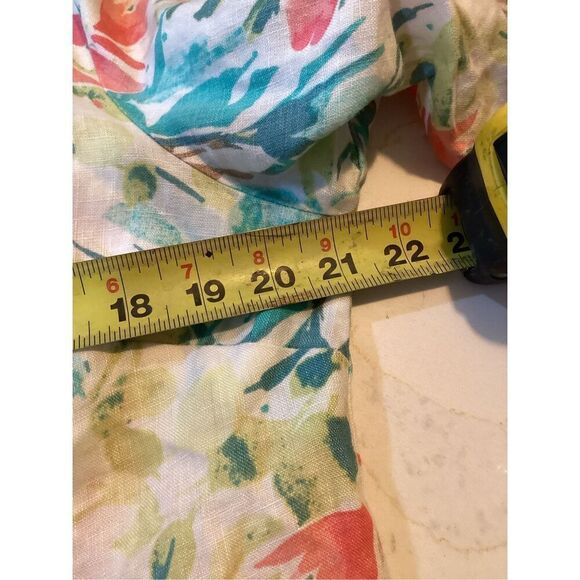 JM Collection 100% Linen Button Down Shirt Sz 14 Floral - Picture 7 of 8